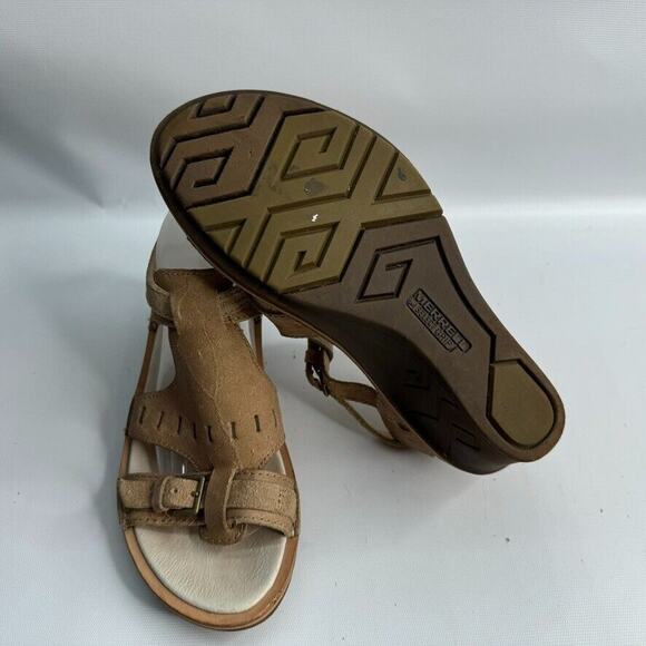 Merrell Select Fresh J21952 Beige Leather Buckle Wedge Sandal Shoes Women's US 9 - Picture 8 of 9